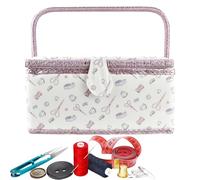 Woalopted Sewing Box , with Carry Handle and Large Storage Bag, Portable Sewing , Retro Box, for Threads, Needles, Patches, Crochet, Handmade, Women, Adults, Home, Travel
