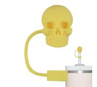 Woalopted Skull Straw Lids, Skull Straw Attachment for Drinking Glasses, Cute Silicone Skeleton Straw Caps, 10mm Straw Cover Caps, Cute Straw Cap Stopper for