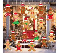 Woanger 16 Pcs Gingerbread Man Decorations Large Christmas Gingerbread Ornament Double Sided Xmas Hanging Decor Big Yard Lawn Signs with Stake for Home Outdoor Indoor Porch Pathway Christmas Tree