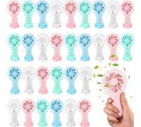 Woanger 24 Pack Mini Powerful Handheld Fan Bulk 3 Speed USB Rechargeable Small Desk Fan Summer Gift for Wedding Beach Outdoor Women Eyelash (White,Pink,Blue,Green)