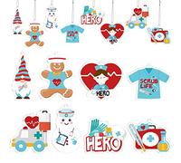 Woanger 24 Pieces Christmas Nurse Ornament Nurse's Day Ornaments Medical Ornaments 2024 Physician Assistant Gifts Doctor Ambulance Therapist Christmas Ornament Gift for Christmas Tree, 8 Styles