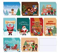Woanger 36 Pcs African American Christmas Cards Black Christmas Greeting Cards with Envelopes Assorted Black Santa Christmas Cards Bulk in 9 Designs for Christmas Holiday Cards Gift