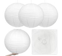 Woanger 4 Pack 30 Inch Large Paper Lantern Shade Jumbo White Japanese Chinese Round Hanging Japanese Paper Lantern Lamp for Home New Year's Eve Valentines Wedding Party Ceiling Decoration