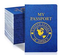 Woanger 50 Pcs Blank Passport for Kids Book Passport Notebook Blue Bulk 4 x 5.5 Inch Play Fake Pass Port for Travel Operation World Travel Activity (Vintage)