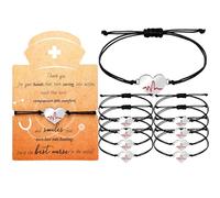 Woanger 50 Sets Nurse gifts Bracelet bulk Heart Stethoscope Appreciation Gifts with Blessing Card for Birthday Nurse Day Graduation, 4.72 x 3.15 inches, Metal, Agate