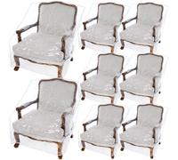 Woanger 8 Packs Plastic Patio Chair Cover Outdoor Furniture Waterproof Dust Proof Dining Sturdy Couch Armchair Cover PVC Heavy Duty Sofa Slipcover for Moving and Storage Away from Cat Pet Paws Claws