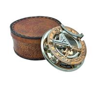 WOANIN Antique Brass & Copper Sundial Compass silver Clock in Box Gift Sun Clock Ship Replica Watch Anniversary Sundial Compass Gift for Him or Her