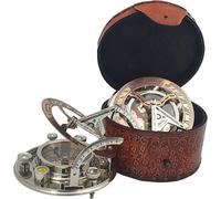 WOANIN Antique Brass & Copper Sundial Compass, Sundial Clock in Box Gift Sun Clock Ship Replica Watch Anniversary Sundial Compass Gift for Him or Her