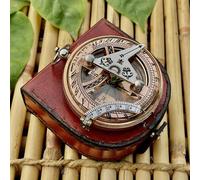 WOANIN Brass & Leather Personalized Engraved Sundial Compass, 3" Vintage Working Sundial Compass, Groomsmen Gift, Wedding Keepsake, Christmas, Graduation, Fathers Day