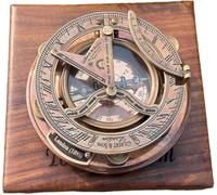 WOANIN Compass, Personalized Engraved Sundial Compass, Antique Brass & Copper Compass, Sundial Clock in Box Gift Sun Clock Vintage Gift (Full Antique)