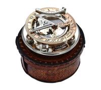 WOANIN Compass, Personalized Engraved Sundial Compass, Antique Brass & Copper Compass, Sundial Clock in Box Gift Sun Clock Vintage Gift (Silver & Copper)