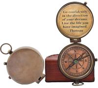 WOANIN Thoreau's Go Confidently Quote Engraved Compass with Leather case, Camping Compass, Boating Compass, Gift Compass, Graduation Day Gifts (#1 Go Confidently)
