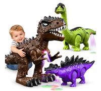 WOANZZ 3 Pack Walking Dinosaur Toys for Kids Age 2 3 4 5 6, Moving Electronic Robot Dino Set with Lights & Roaring Sounds, Giant T-Rex, Birthday for Boys Girls Toy 2-4 3-5 Years Old