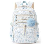 WOBAGMEN Backpack for Women,Cute Quilted Backpack with Multi-Pocket, Lightweight Anti Theft Bookbag Fits 15.6" Laptop, Blue Rabbit, M, Fashion