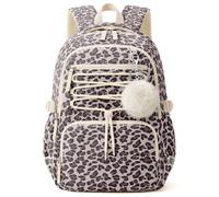 WOBAGMEN Corduroy Backpack for Women,Cute Aesthetic Backpack with Multi-Pocket, Lightweight Bookbag Fits 15.6" Laptop, Brown Leopard, M, Fashion
