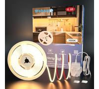 WOBANE 2m COB LED Strip Light,Super Bright 12V Under Cupboard Kitchen Lights,640LEDs,CRI90+,Warm White Under Cabinet Lighting for Kitchen,Counter,Bedroom,Desk,Shelf,Sink,TV,Monitor Backlight,900lumen