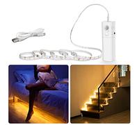 WOBANE 2m Motion Sensor LED Strip Lights, USB-C Rechargeable, Warm White | 2000mAh Battery, Wireless, Self-adhesive Backing, Magnetic Battery Box, For Stairs, Beds, Pantry & Wardrobes