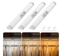 WOBANE 3 Pack Motion Sensor LED Wardrobe Lights, 3 Color Dimmable Aluminium