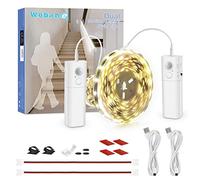 WOBANE Battery Operated 5m LED Strip Lights with 2 Motion Sensor,White Wardrobe Light Motion Activated,Rechargeable LED Strip,Night Lights for Closet,Stair,Pantry,Counter,Cabinet,Bed,6000K