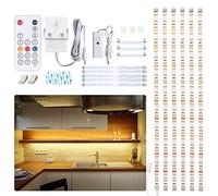 WOBANE Dimmable Under Cabinet Kitchen Lights,6 x 50cm Cupboard Lighting with Remote Control,Warm White Under Counter LED Strip Light for Shelf,Unit,Closet,1500lm,12V Adapter