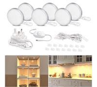 WOBANE Dimmable Under Cabinet Kitchen Lights,Set of 6,Super Bright Display Cabinet Lighting,Warm White LED Puck Light,Stick on Lights for Cupboard,Shelf,Bookcase,2700K,168 LEDs