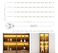 WOBANE Display Cabinets Lights,4 x 50cm Flexible LED Strip with Switch,Super Bright Shelf Lighting for Pantry,Counter,Glass Shelf,Bookcase,120 LEDs,1200lm,2700K Warm White,12V
