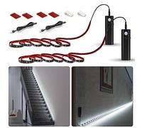 WOBANE Motion Sensor Closet Strip Lights, Rechargeable Motion Activated Light, Battery Powered 6.56ft LED Strip, 60 LEDs Homelife Bar for Wardrobe,Stair,Pantry,Counter,Cabinet,Bed,6000K White,Black