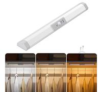 WOBANE Motion Sensor LED Wardrobe Lights, 3 Color Dimmable Rechargeable
