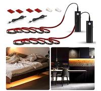 WOBANE Rechargeable Motion Sensor Strip Light, LED Closet Lights, Upgraded Battery Operated LED Strip Light for Wardrobe,Stair,Pantry,Cabinet,Cupboard,Bed,Locker,2700K Warmwhite,Black,6.56ft,2 Pack