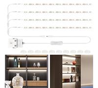 WOBANE Shelf Lighting,Flexible LED Strip with Switch,Display Lights for Cabinet,Showcase,Bookshelf,Pantry,Shelves,Cupboards,4 x 50cm 12v Strip Bars Set,120 LEDs,1200lm,6000K White