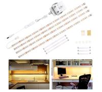 WOBANE Under Cabinet LED Lighting Kit,4x50cm Flexible Strip Lights,1200lm 2700K Warm White,12v Counter Lights for Kitchen,Cupboard,Desk,Monitor,Shelf,Tape Light Set,Linkable Design,120 LEDs