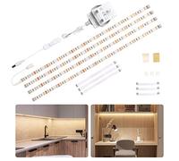 WOBANE Under Cabinet Lighting Kit,Flexible 4 x 50cm LED Strip Lights,Super Bright Under Counter Lights for Kitchen,Cupboard,Desk,Monitor Back,Shelf,DIY Tape Light,4000K,12v Adapter