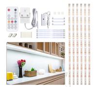 WOBANE Under Counter Light, Dimmable LED Under Cabinet Lighting, 6 PCS 50cm LED Strip Light Bars with Remote Control for Kitchen,Shelf,Pantry,Showcase,Desk,Cupboard 6000K White, Timing, 16W 1500LM