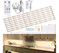 WOBANE Under Counter Light, Dimmable LED Under Cabinet Lighting, 8x50cm LED Strip Light Bars with Remote Control for Kitchen,Shelf,Pantry,Showcase,Desk,Cupboard Timing, 1900LM,4m 4000K Natural White