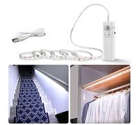 WOBANE Wardrobe Light Motion Activated,Battery Operated 2m LED Strip Lights,Rechargeable Motion Sensor LED Strip for Closet, Stair,Pantry,Counter,Cabinet,Bed,White 6000K,1 Pack