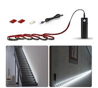 WOBANE Wardrobe Light Motion Activated,Battery Operated LED Strip Lights,Rechargeable Motion Sensor LED Strip,2m Night Lights for Closet, Stair,Pantry,Counter,Cabinet,Bed,6000K,1 Pack,Black