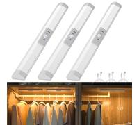 WOBANE Wardrobe Lights Motion Sensor,3 Color Dimmable,Upgraded Eye Protection Design,USB Rechargeable Night Light,Magnetic Stick on Lights for Cupboards,Hallway,Bedroom,Loft,3pack