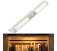 WOBANE Wardrobe Lights Motion Sensor,Dimmable Wardrobe Lighting with 3 Color,Upgraded Eye Protection Design,Rechargeable Night Lights,Wireless LED Sensor Lights for Drawer,Closet,Stair,Bed,1pack 33cm