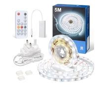 WOBANE White LED Strip Lights Dimmable, Flexible 5m Tape for Bedroom, Kitchen, Stairs, Bright 6000K Daylight, LED Mirror Lighting for Vanity, Makeup, Dressing Table