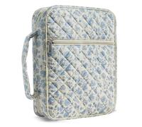 WOBANGEM Bible Cover Case for Girl,Large Bible Cases Christian Gifts for Women,Quilted Cotton Bible Bag with Handle,Blue Floral Bible Purse Bible Carrying Case for Women