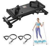 Wobble Balance Board with Resistance Bands, 330LBS Portable balancing machine -simulated ski training machine for Full Body Workout, LCD Monitor, Stepper at Home Gym for Cardio Adults,Black