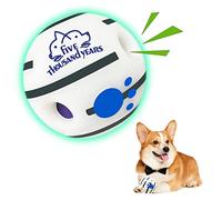 Wobble Dog Toys Glowing Giggle Ball, Squeaky Glow in The Dark Ball for Training, Teeth Cleaning, Herding - Indoor Outdoor Safe Gifts for Puppy, Small, Medium Dogs