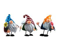 Wobble Head Metal Novelty Garden Gonk Gnome Ornaments - (Set of 3)