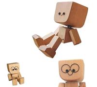 Wobbling Wooden Man, Shaking Wooden Man Figurine, Wooden Shaker Man with 12 Expressions, Suitable for Home and Office Desk Decoration