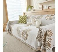 WOBblo Throws For Sofas Large, Chenille Leaves Pattern Throw Blankets For 2 3 4 Seater Sofas And Bed, Versatile Reversible Decorative Extra Large Sofa Cover,Brown,180 * 300cm