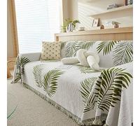 WOBblo Throws For Sofas Large, Chenille Leaves Pattern Throw Blankets For 2 3 4 Seater Sofas And Bed, Versatile Reversible Decorative Extra Large Sofa Cover,Green,180 * 300cm