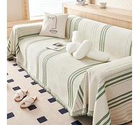 WOBblo Throws For Sofas Large Sofa Throw 3 Seaters, Chenille Jacquard Woven Versatile Decorative Large Sofa Throw Blanket With Tassels, Bedspread And Settee,Green,180x230cm