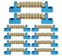 Wobekuy 8 Terminal Bus Bar Terminal Block 10 Pack Brass Wire Screw Terminal for Car Boat Marine Ground Power Distribution