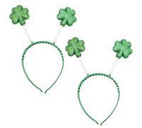Wobity St Patrick's Day Headband 2 PCS Green Glitter Shamrock Bopper Headbands for Womens Saint Patrick's Day Irish Costume Accessories Lucky Clover Hair Headwear for Festival Parade