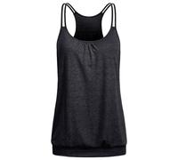 Wobity Women's Yoga Tops Loose Fit Double Spaghetti Strap Tank Tops with Baned Bottom, Black, L